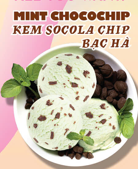 Kem Poney Socola chip bạc hà